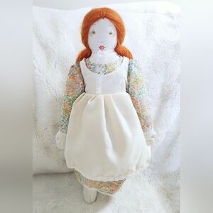 Vintage / Antique Beautiful hand made rag Cloth Doll W/ Embroidered Face 18"